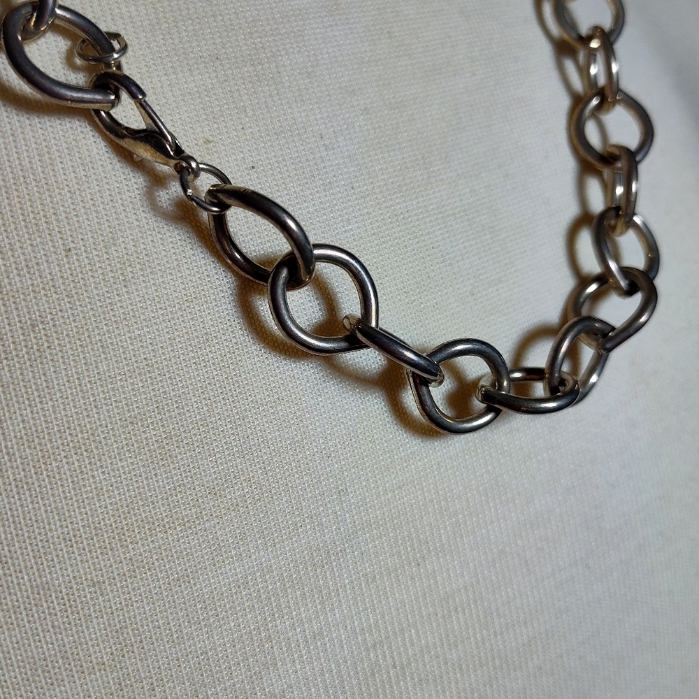 Silver Disc Statement Necklace Earring Set - image 3